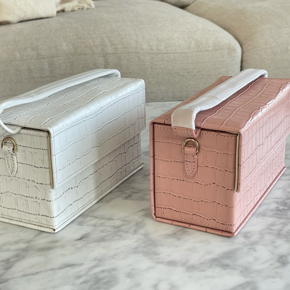 Minaudiere Bag Pink and white available